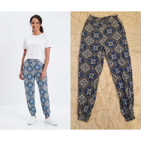 JF LEFON Pants - JL LEFON Pant printed ribbed blue print